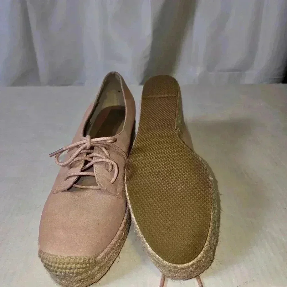 Bettye Mueller Concept Regina Mauve/‎ Blush Suede Lace Up Espadrille Wedges 7.5